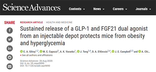 GLP1-ELP和ELP-FGF21协同治疗具有减肥作用 欧博ABG